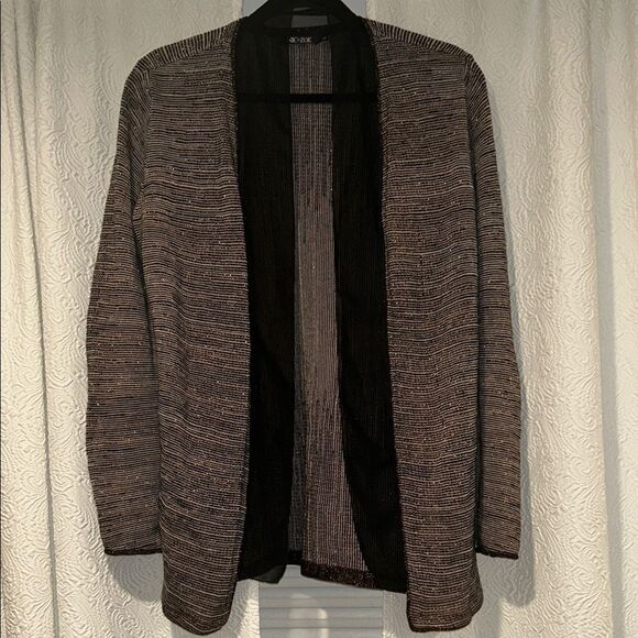 NIC+ZOE Sweaters - NIC+ZOE Black Brown Gold Sparkly Fancy Cardigan XL